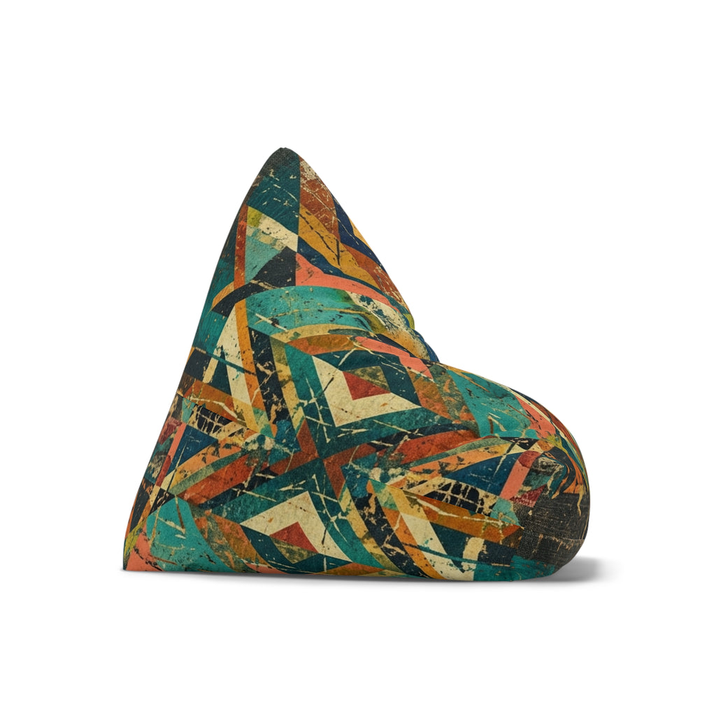 Geometric Patchwork Pattern Bean Bag Chair Cover | Colorful Abstract Quilt Print