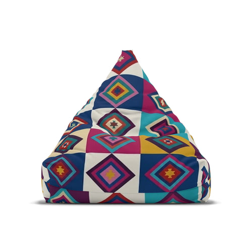 Colorful Geometric Diamond Pattern Bean Bag Chair Cover | Southwestern Tile Print