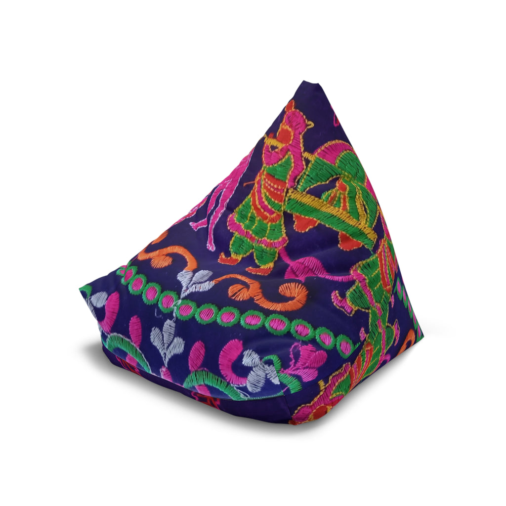 Colorful Folk Dance Pattern Bean Bag Chair Cover | Bright Floral Print