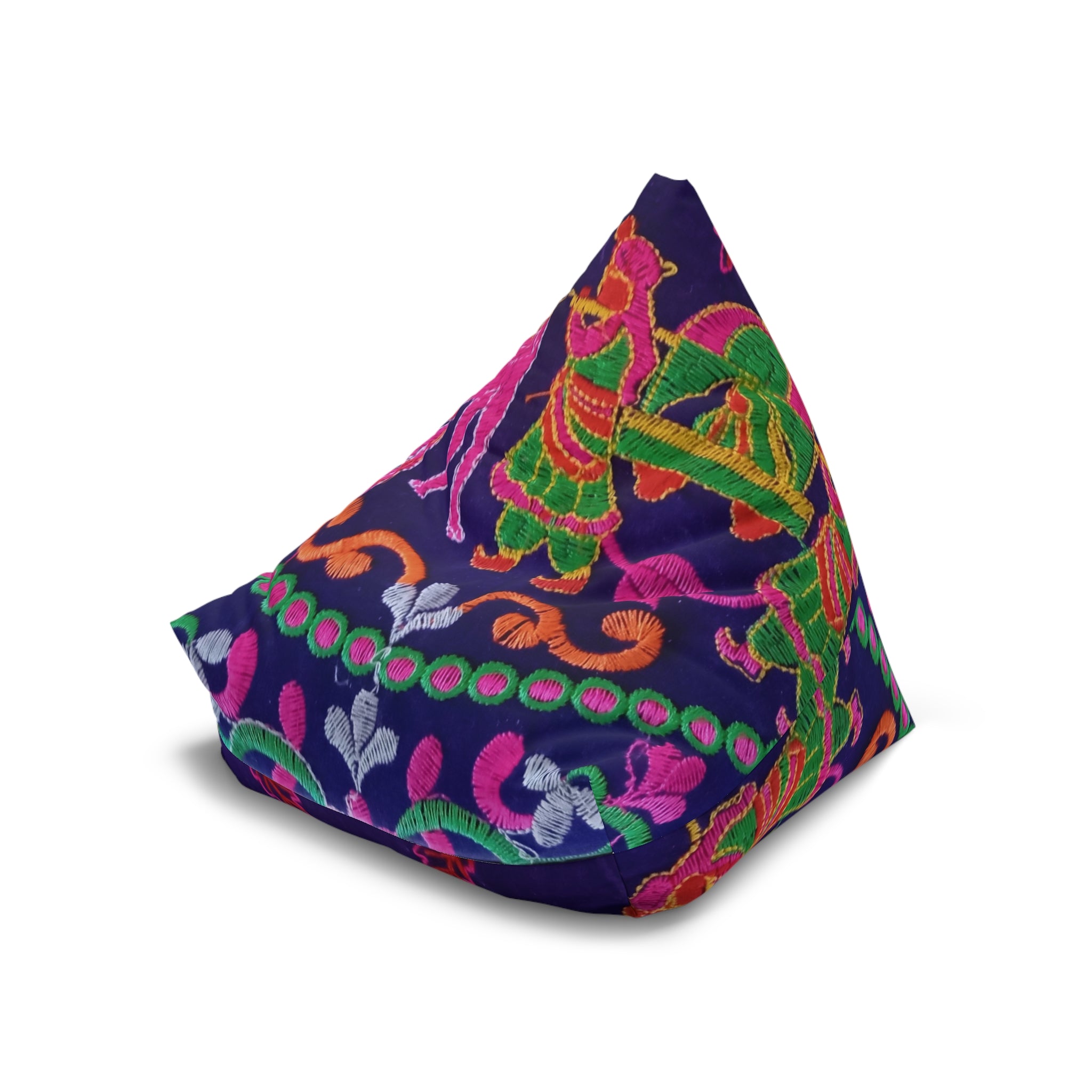 Colorful Folk Dance Pattern Bean Bag Chair Cover | Bright Floral Print