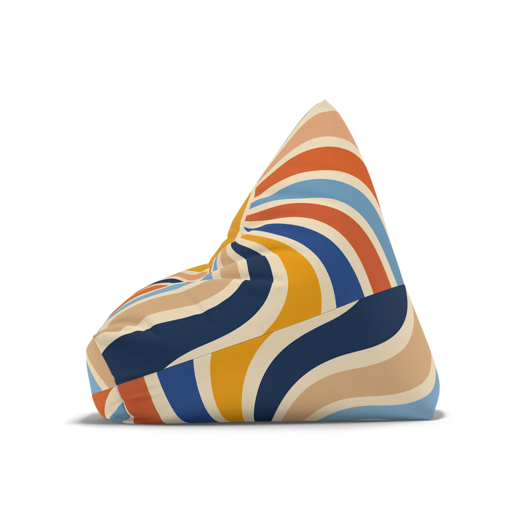 Retro Sunburst Bean Bag Cover – 70s Wavy Stripes Accent