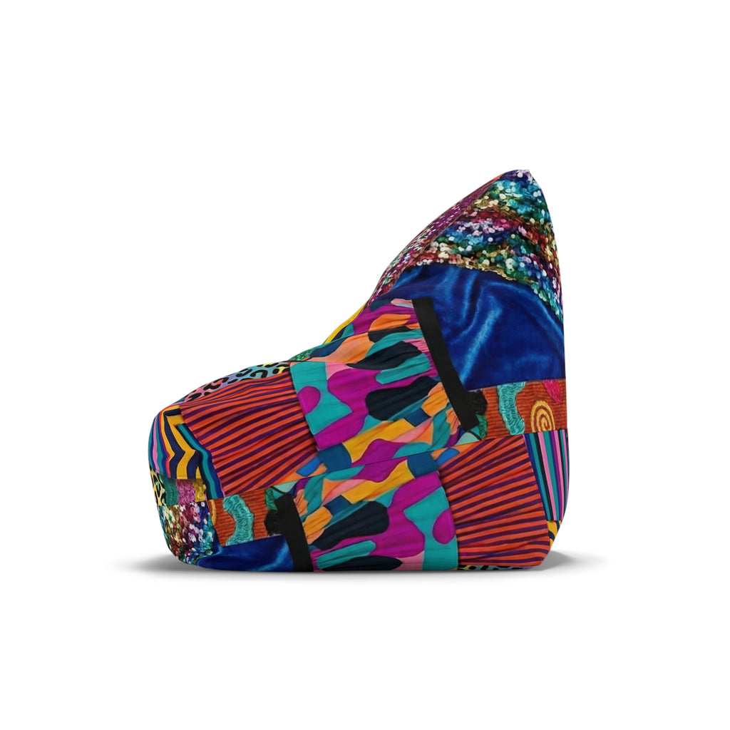 Colorful Patchwork Pattern Bean Bag Chair Cover | Bright Abstract Geometric