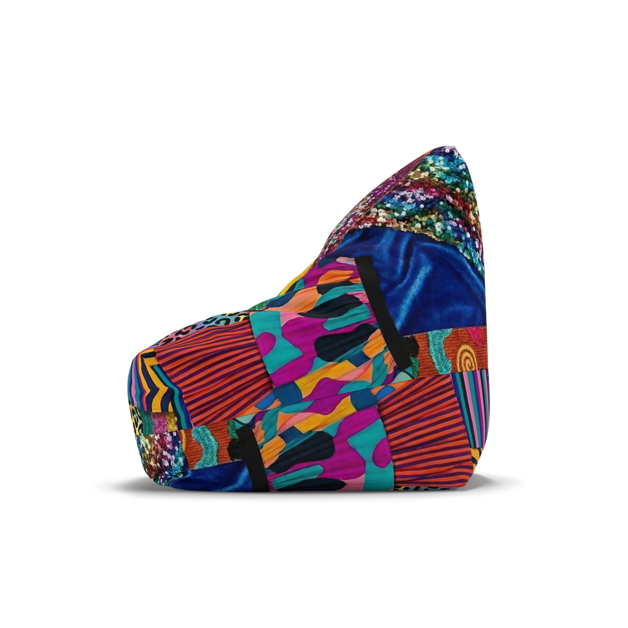 Colorful Patchwork Pattern Bean Bag Chair Cover | Bright Abstract Geometric