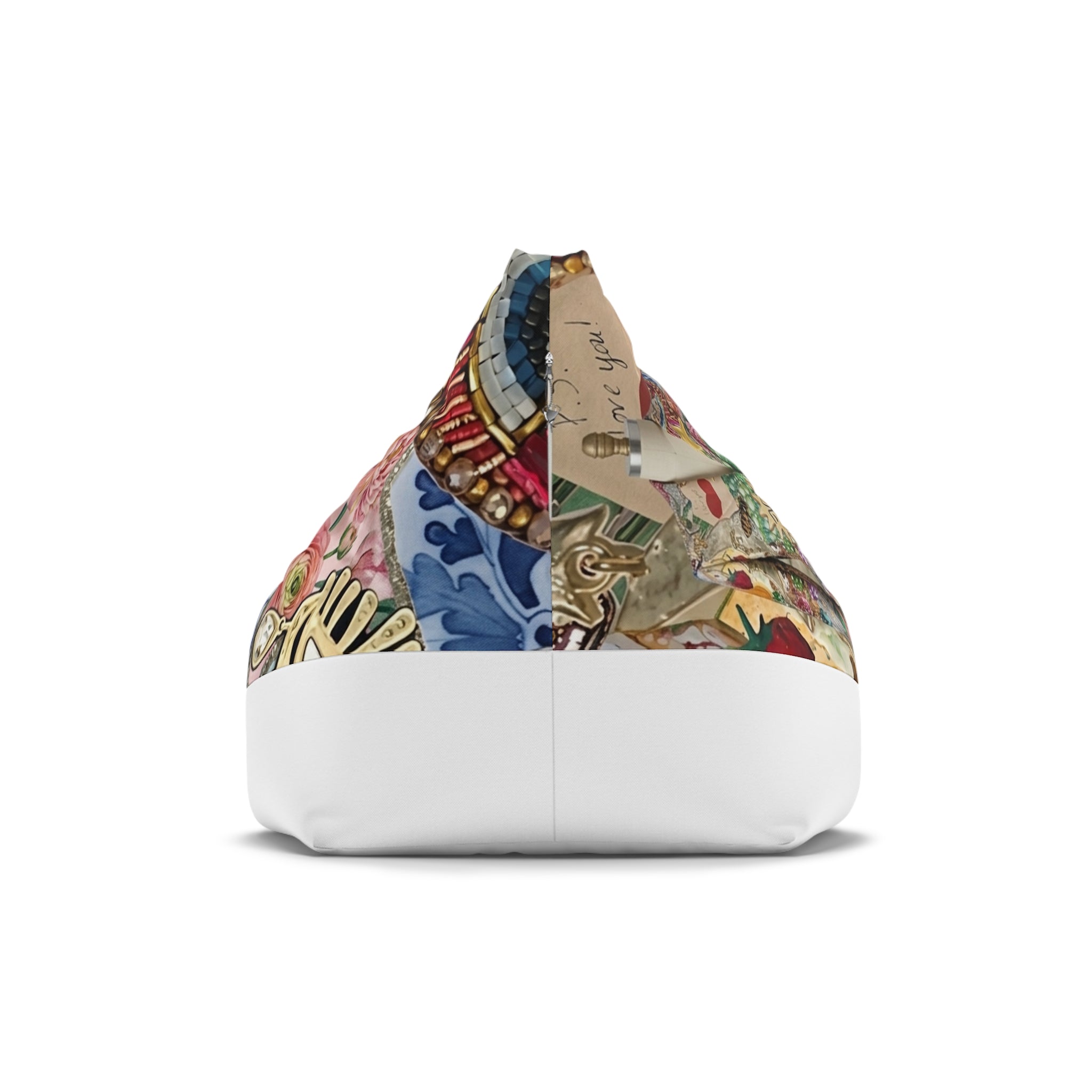 Vintage Collage Bean Bag Chair Cover | Eclectic Floral & Ornament Print
