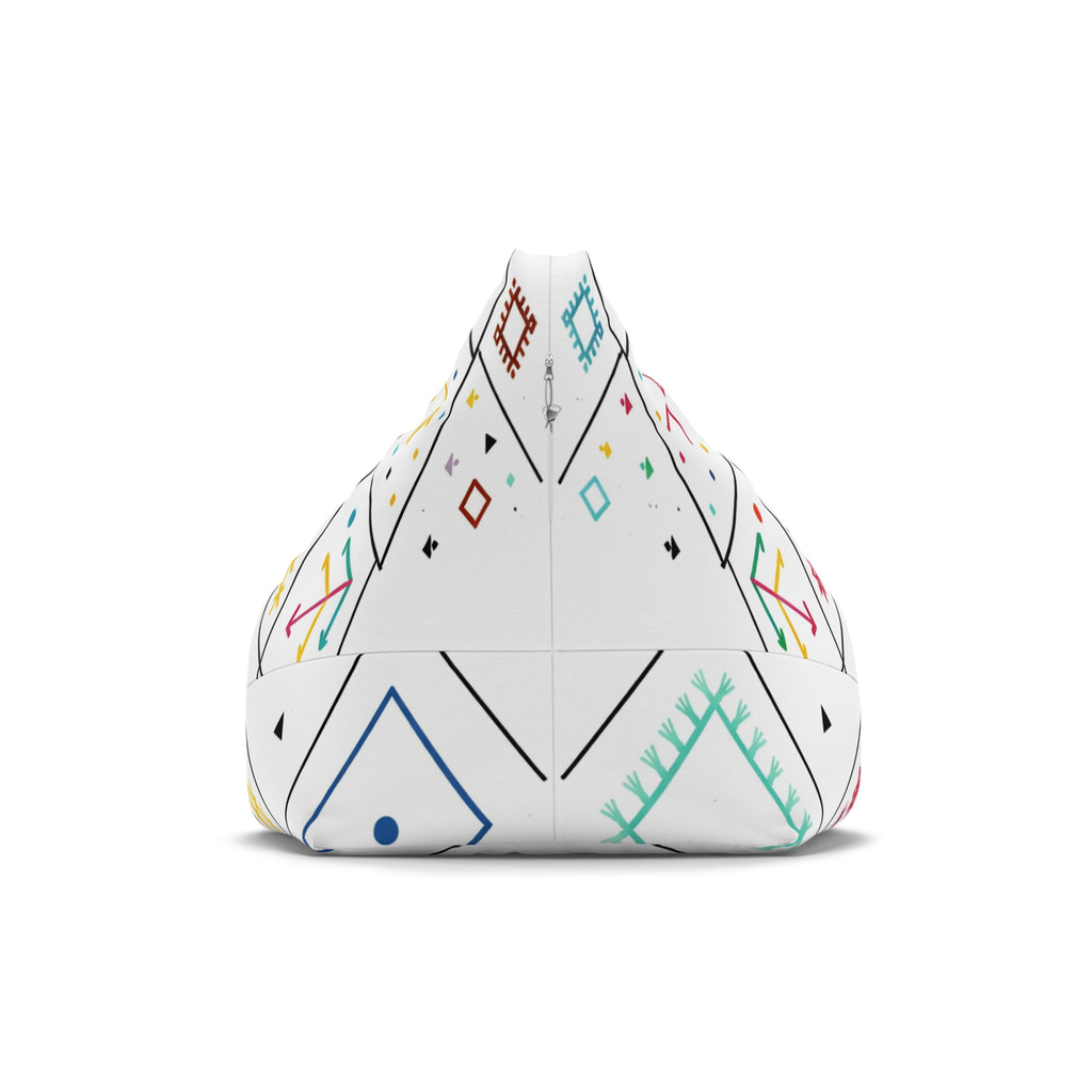Geometric Folk Pattern Bean Bag Chair Cover | Colorful Tribal Motifs