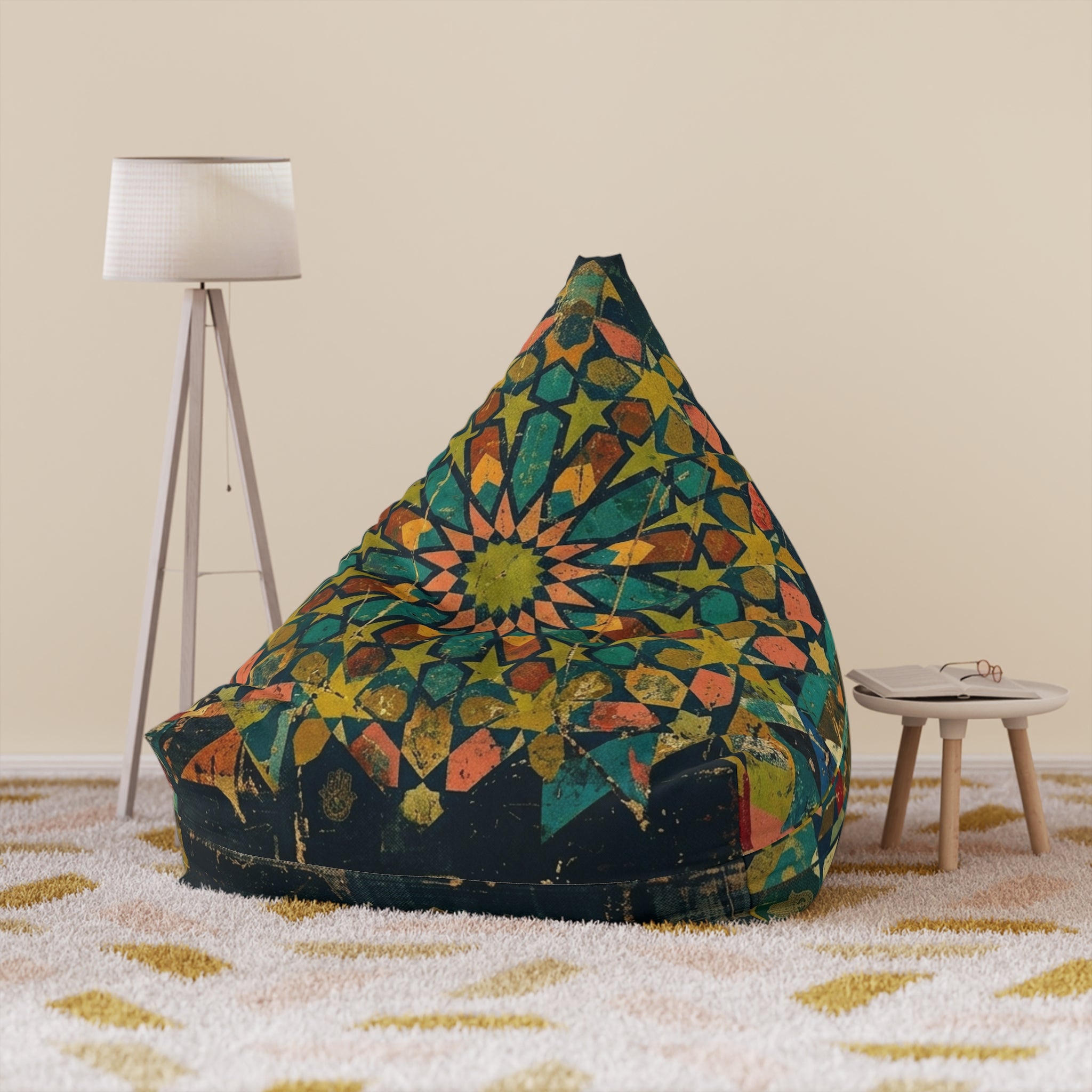Bohemian Mandala Bean Bag Chair Cover | Vintage Geometric Pattern