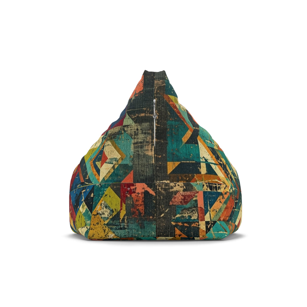 Geometric Patchwork Pattern Bean Bag Chair Cover | Colorful Abstract Quilt Print