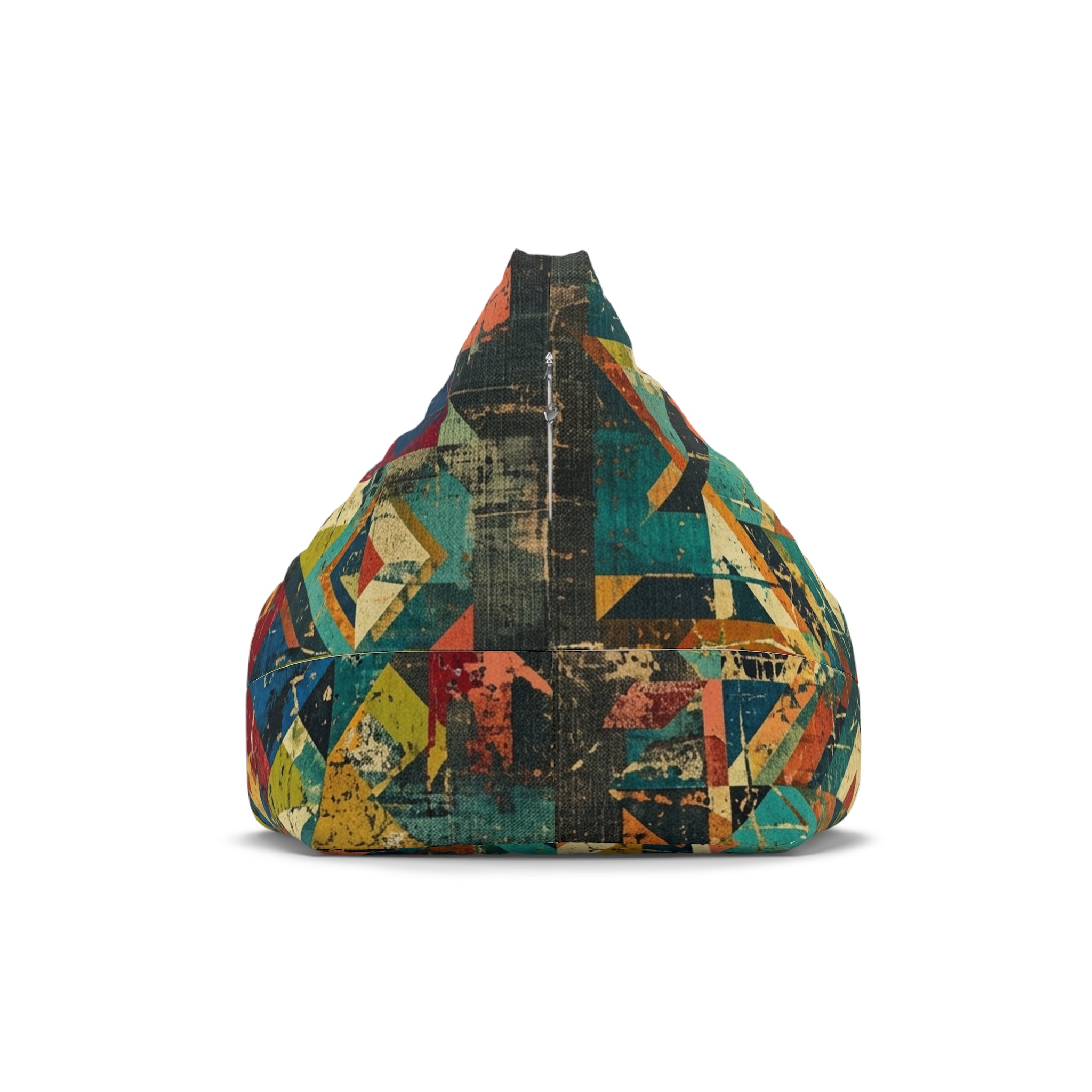 Geometric Patchwork Pattern Bean Bag Chair Cover | Colorful Abstract Quilt Print