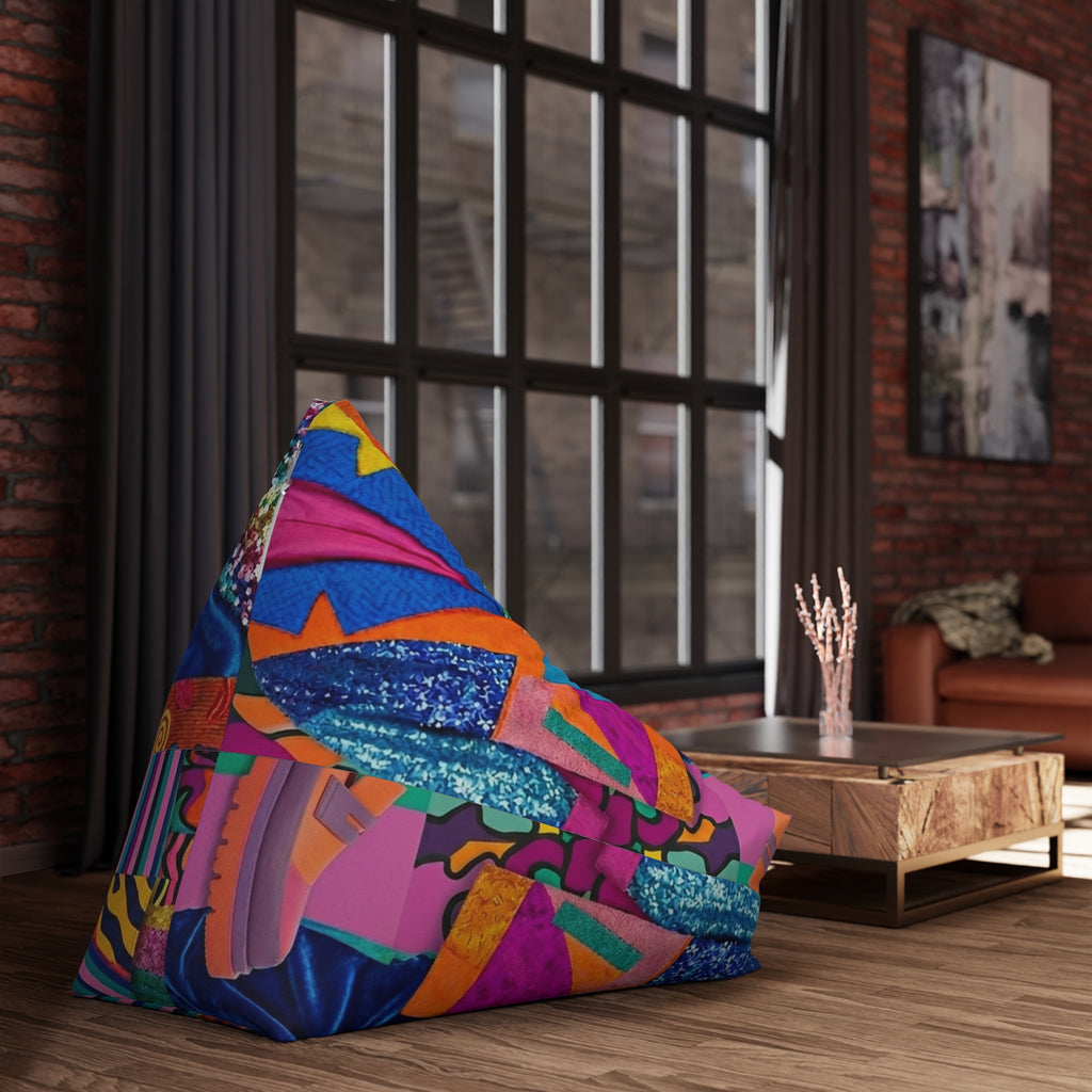 Colorful Patchwork Pattern Bean Bag Chair Cover | Bright Abstract Geometric