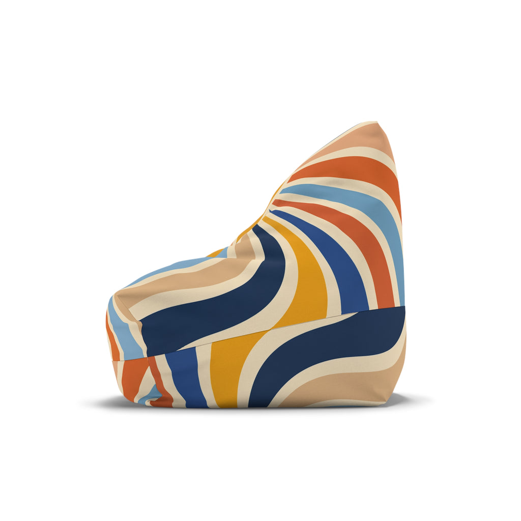 Retro Sunburst Bean Bag Cover – 70s Wavy Stripes Accent