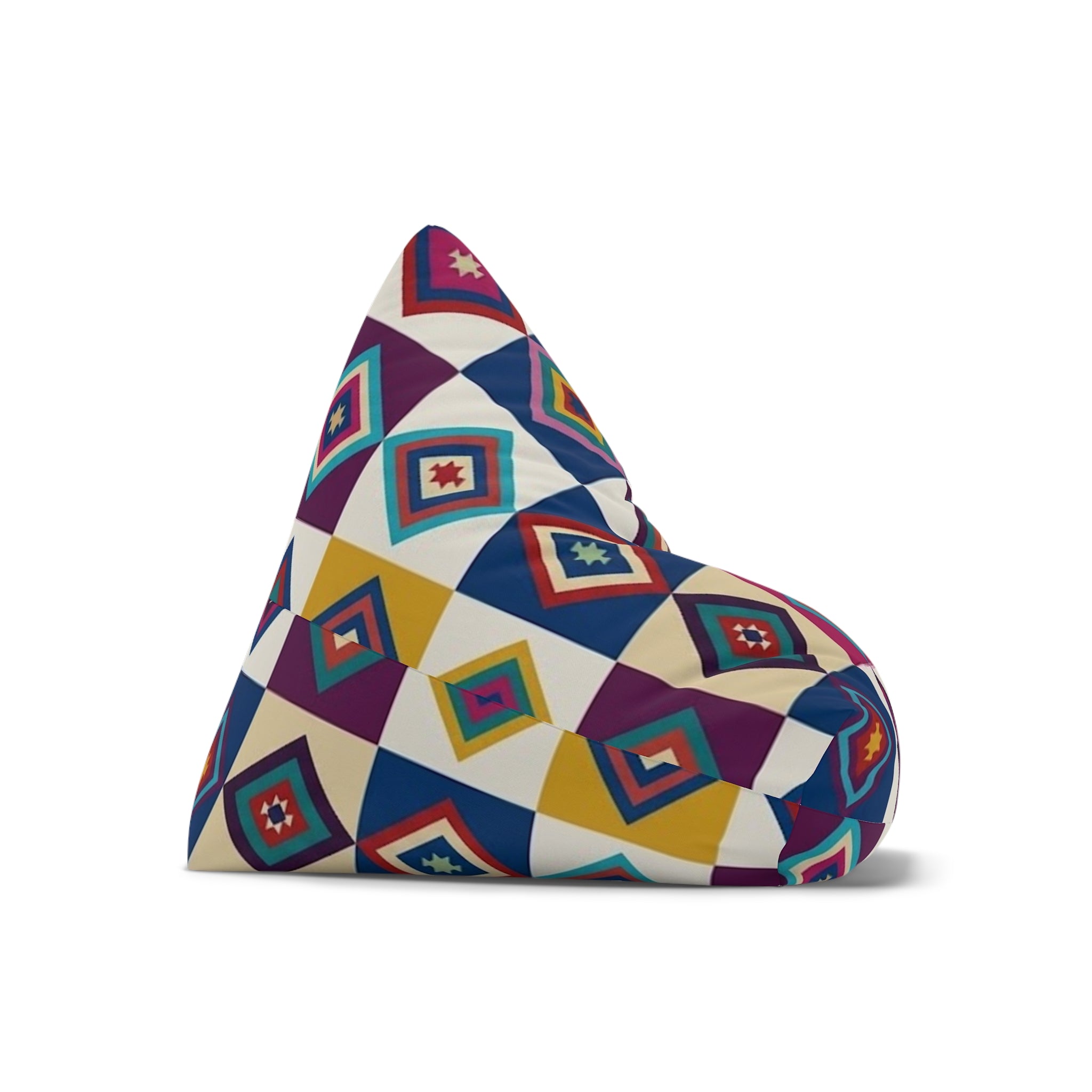 Colorful Geometric Diamond Pattern Bean Bag Chair Cover | Southwestern Tile Print