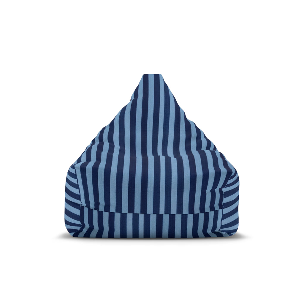 Navy Blue Striped Bean Bag Chair Cover | Removable Zippered Cover