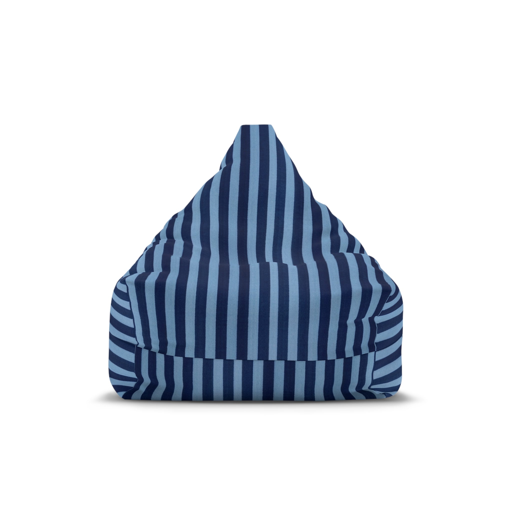 Navy Blue Striped Bean Bag Chair Cover | Removable Zippered Cover