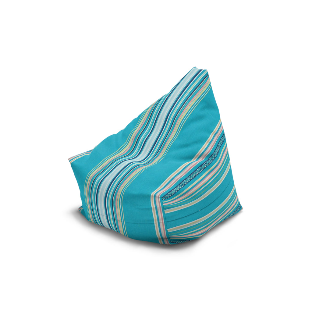 Striped Teal Bean Bag Cover — Coastal Sunroom & Kids Lounge Accent