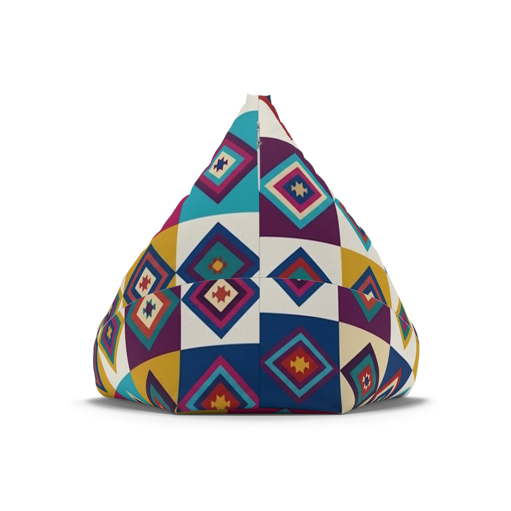 Colorful Geometric Diamond Pattern Bean Bag Chair Cover | Southwestern Tile Print
