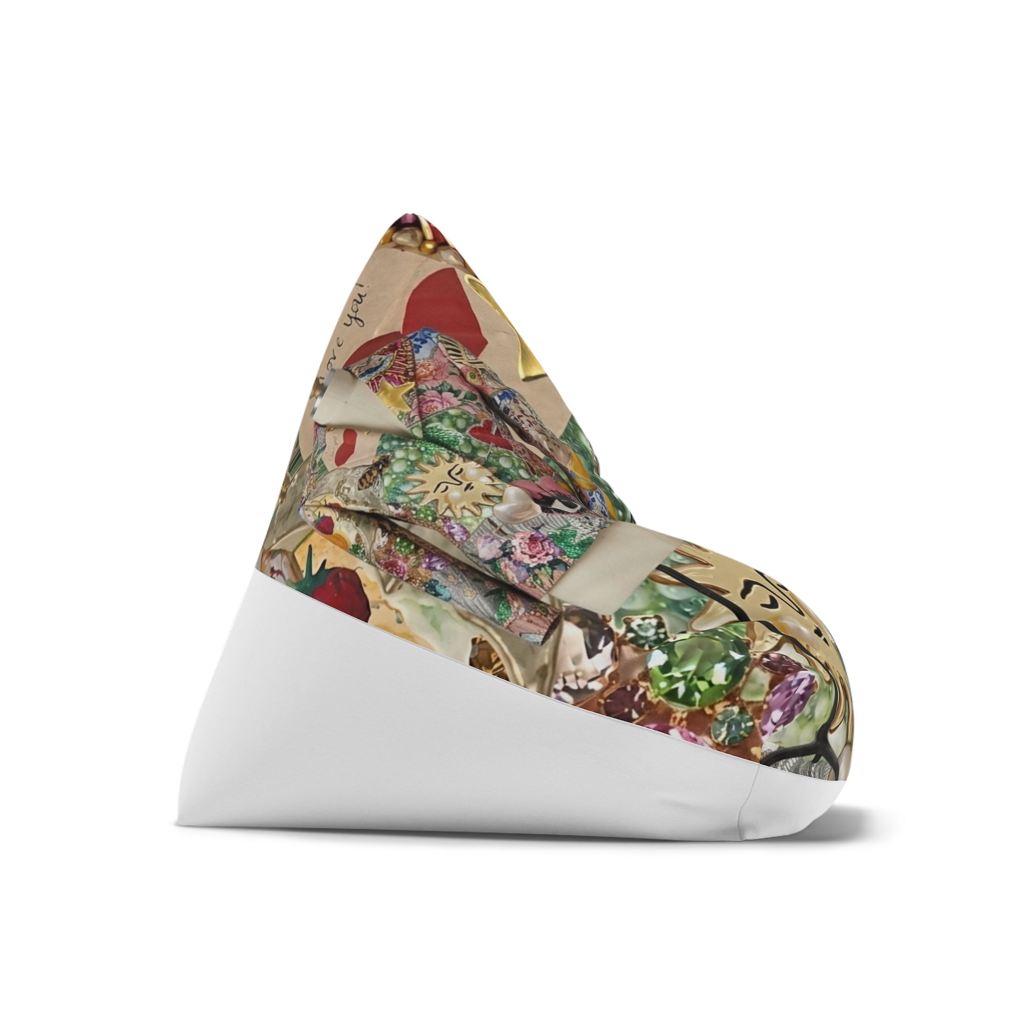 Vintage Collage Bean Bag Chair Cover | Eclectic Floral & Ornament Print
