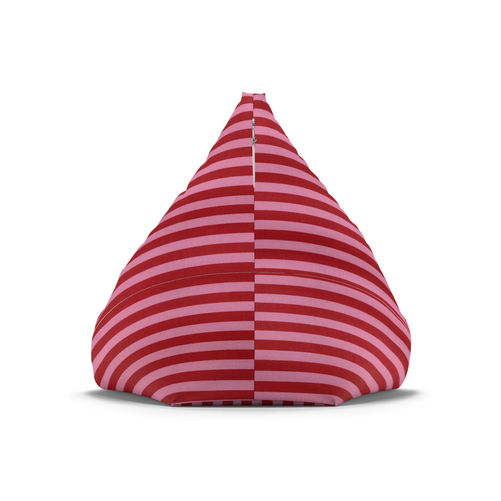 Red and Pink Striped Bean Bag Chair Cover | Candy Stripe Pattern