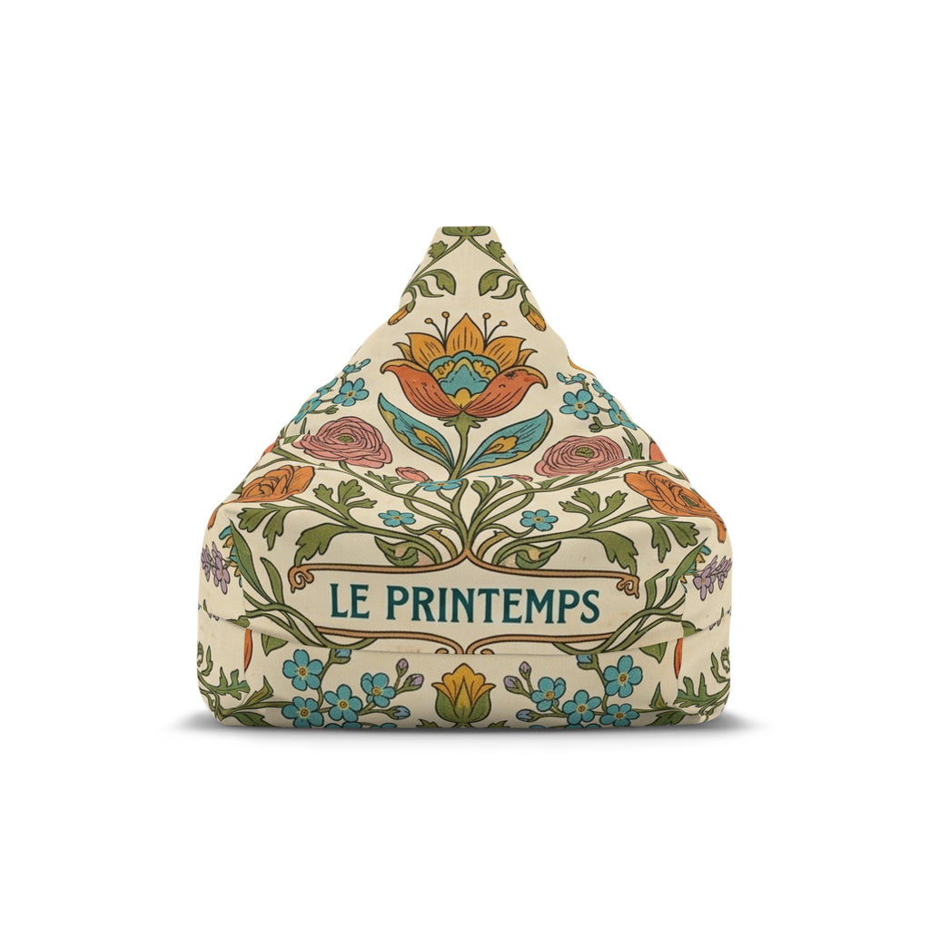 Le Printemps Floral Pattern Bean Bag Chair Cover | Vintage Botanical Design