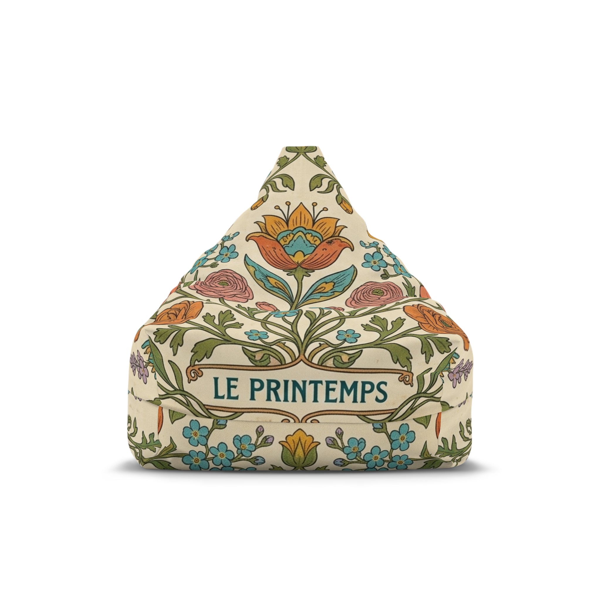 Le Printemps Floral Pattern Bean Bag Chair Cover | Vintage Botanical Design
