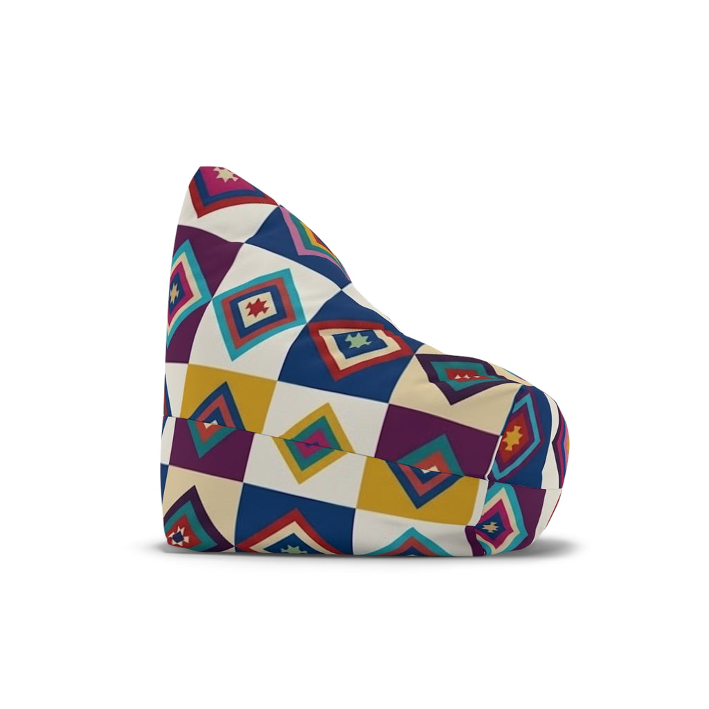 Colorful Geometric Diamond Pattern Bean Bag Chair Cover | Southwestern Tile Print