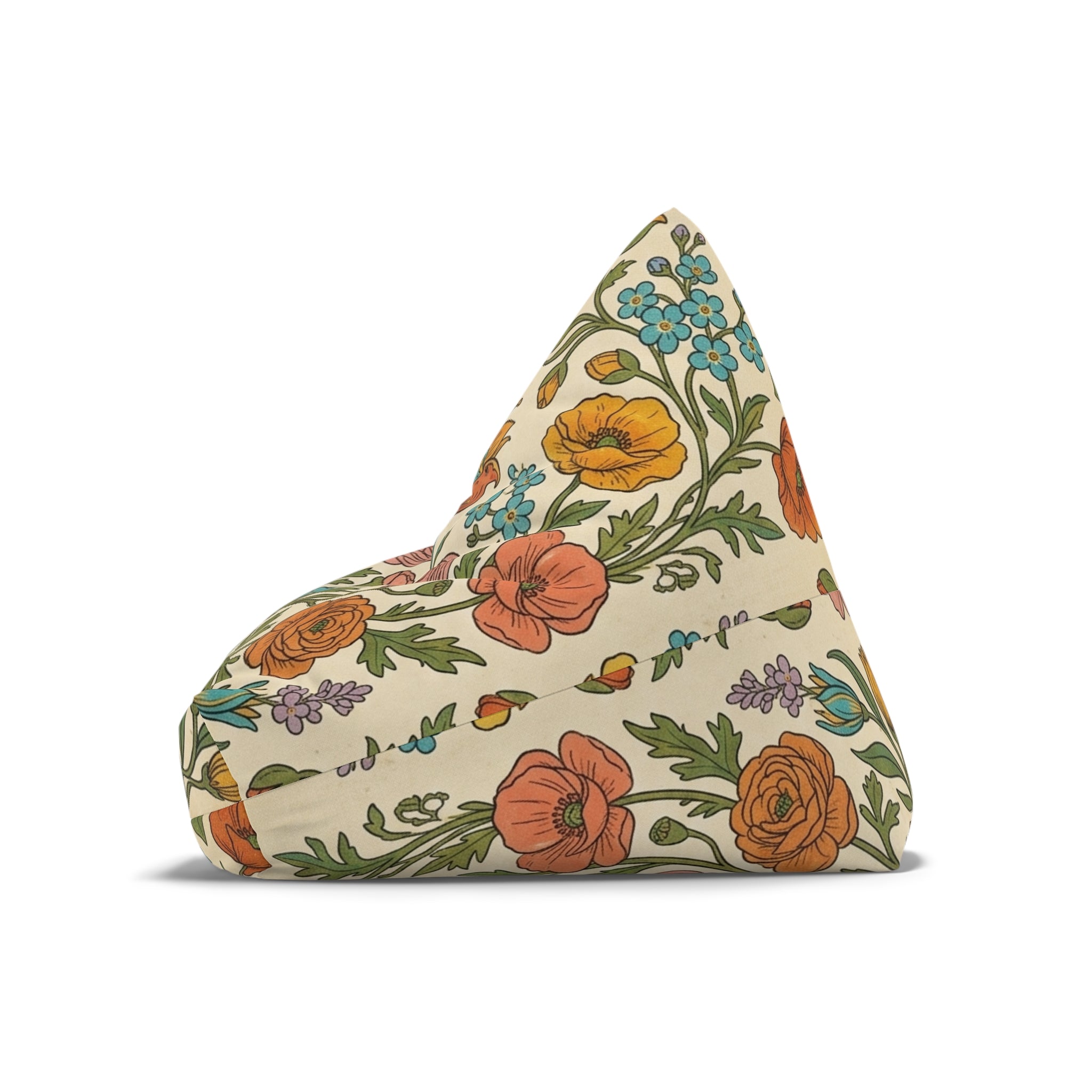 Le Printemps Floral Pattern Bean Bag Chair Cover | Vintage Botanical Design