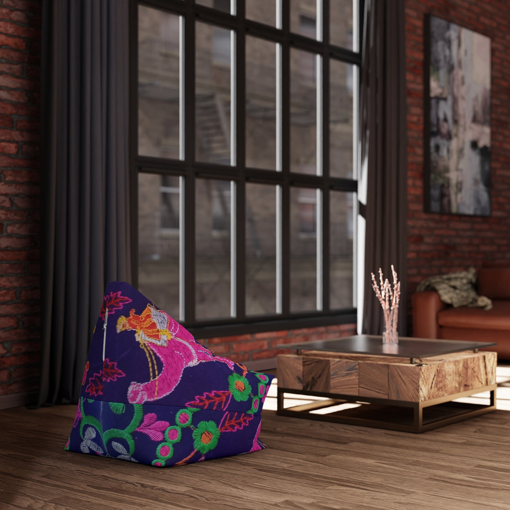 Colorful Folk Dance Pattern Bean Bag Chair Cover | Bright Floral Print
