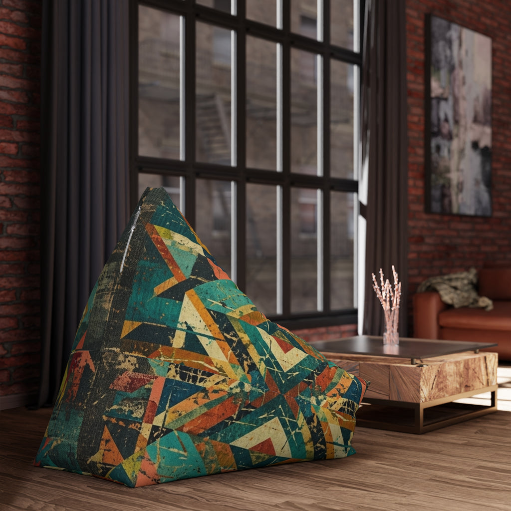 Geometric Patchwork Pattern Bean Bag Chair Cover | Colorful Abstract Quilt Print