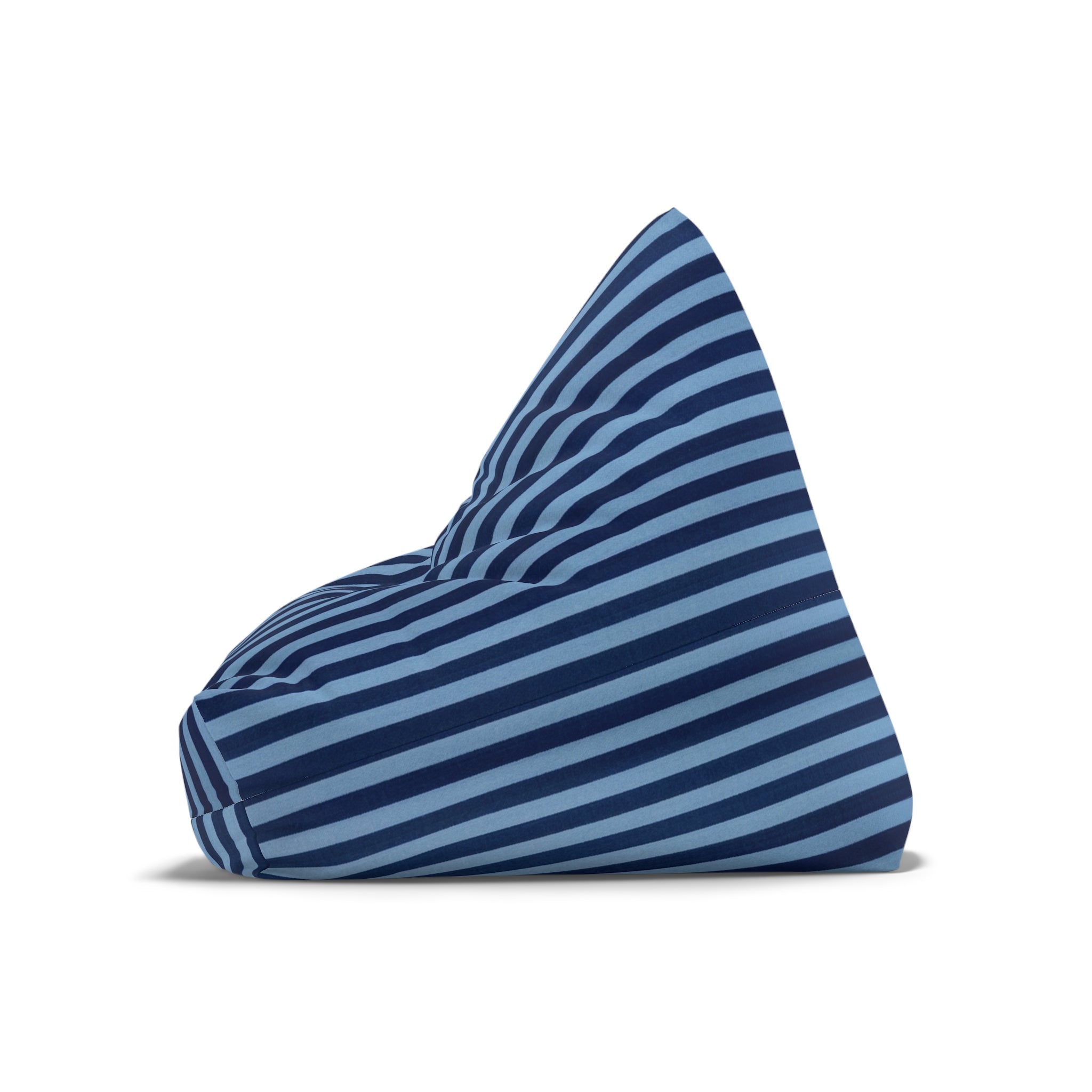 Navy Blue Striped Bean Bag Chair Cover | Removable Zippered Cover