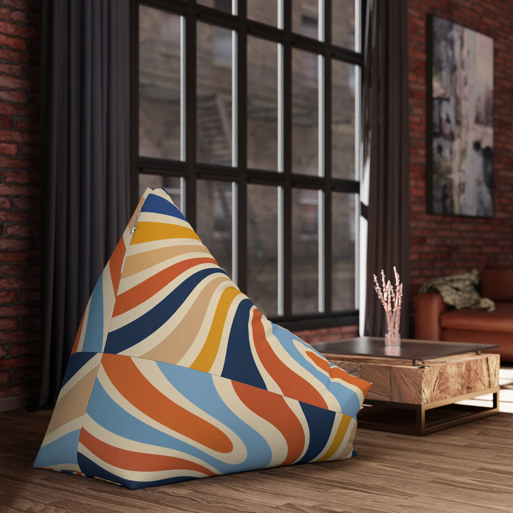 Retro Sunburst Bean Bag Cover – 70s Wavy Stripes Accent