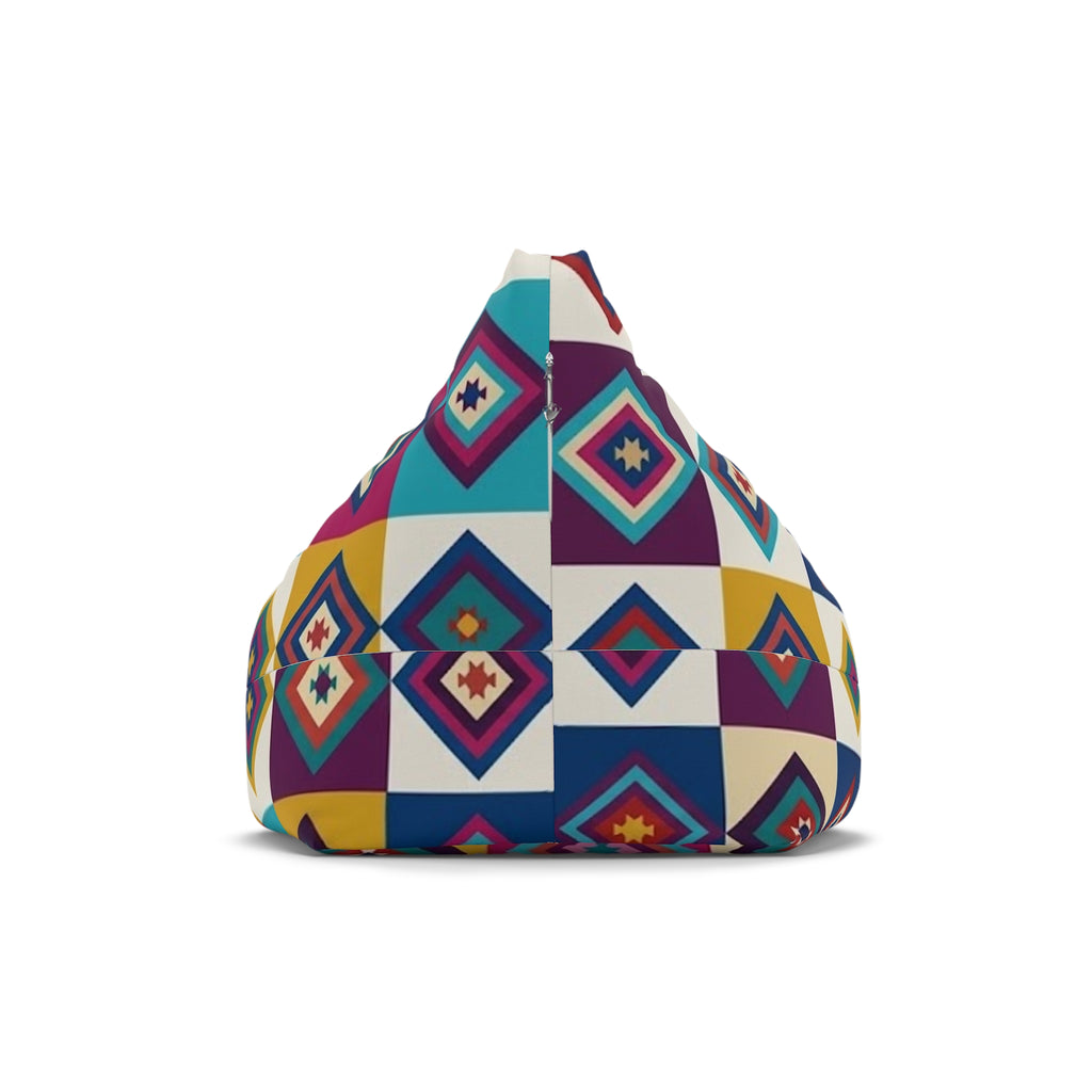 Colorful Geometric Diamond Pattern Bean Bag Chair Cover | Southwestern Tile Print