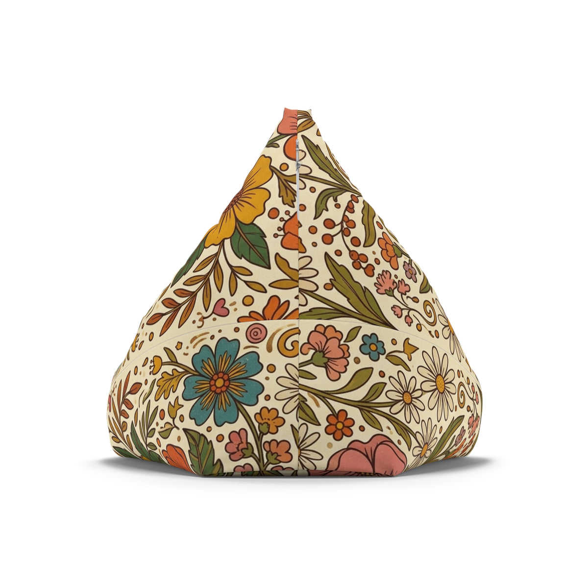 Vintage Floral Pattern Bean Bag Chair Cover | Retro Hippie Mushroom Bean Bag