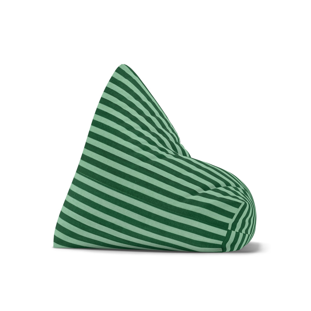 Green Stripe Pattern Bean Bag Chair Cover | Coastal, Nautical Accent