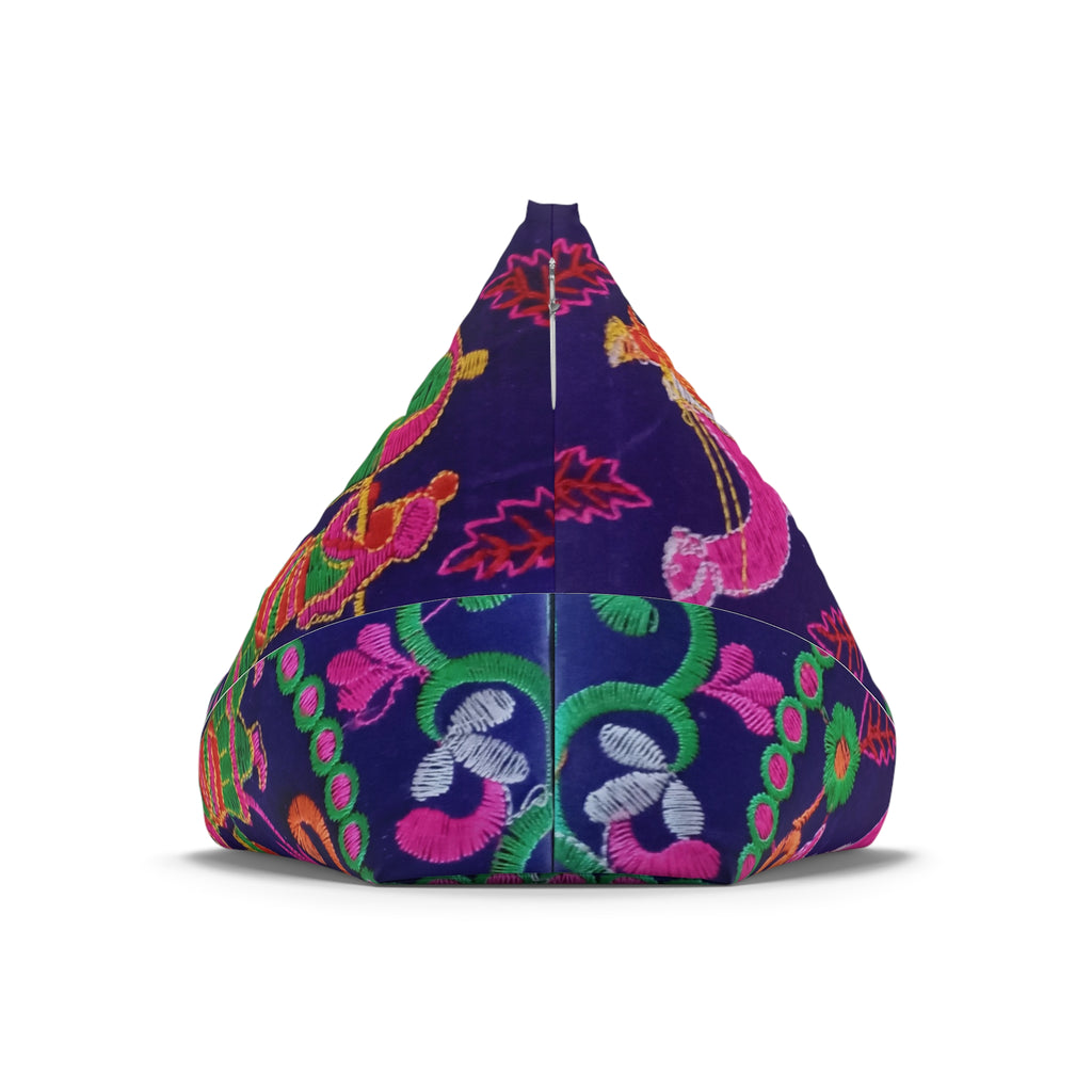 Colorful Folk Dance Pattern Bean Bag Chair Cover | Bright Floral Print