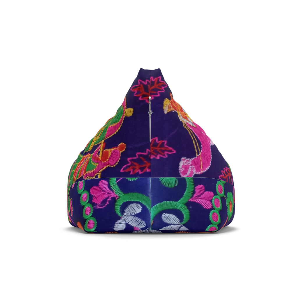 Colorful Folk Dance Pattern Bean Bag Chair Cover | Bright Floral Print