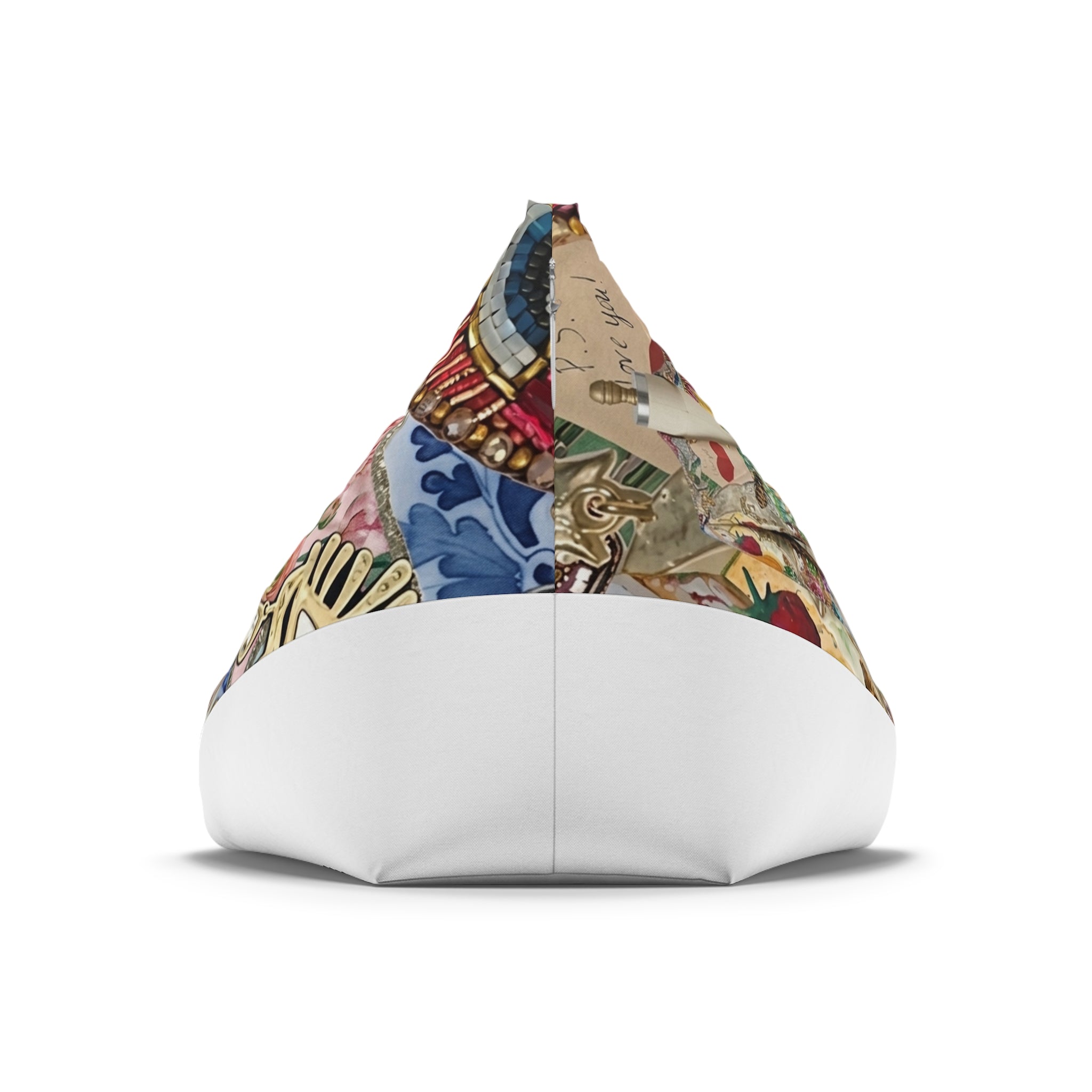 Vintage Collage Bean Bag Chair Cover | Eclectic Floral & Ornament Print