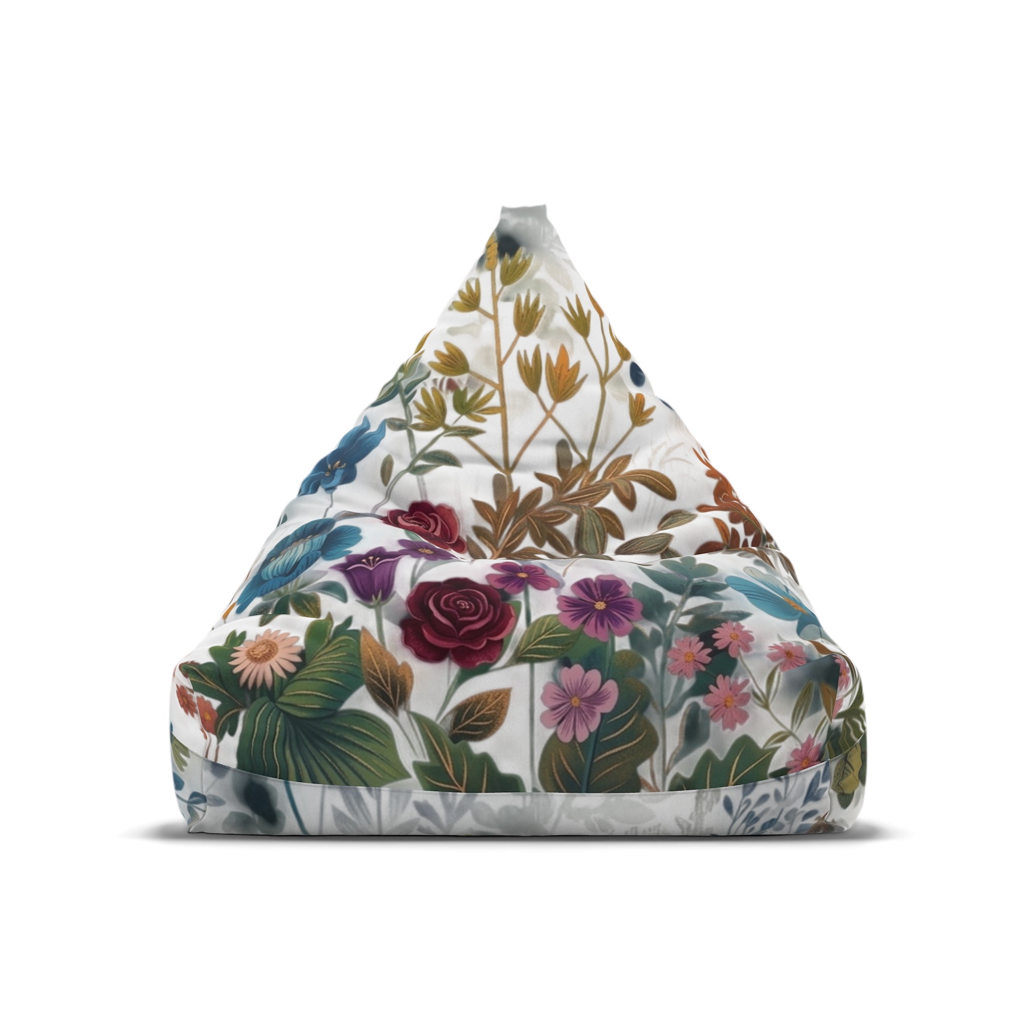 Vintage Floral Pattern Bean Bag Chair Cover | Botanical Flower Print