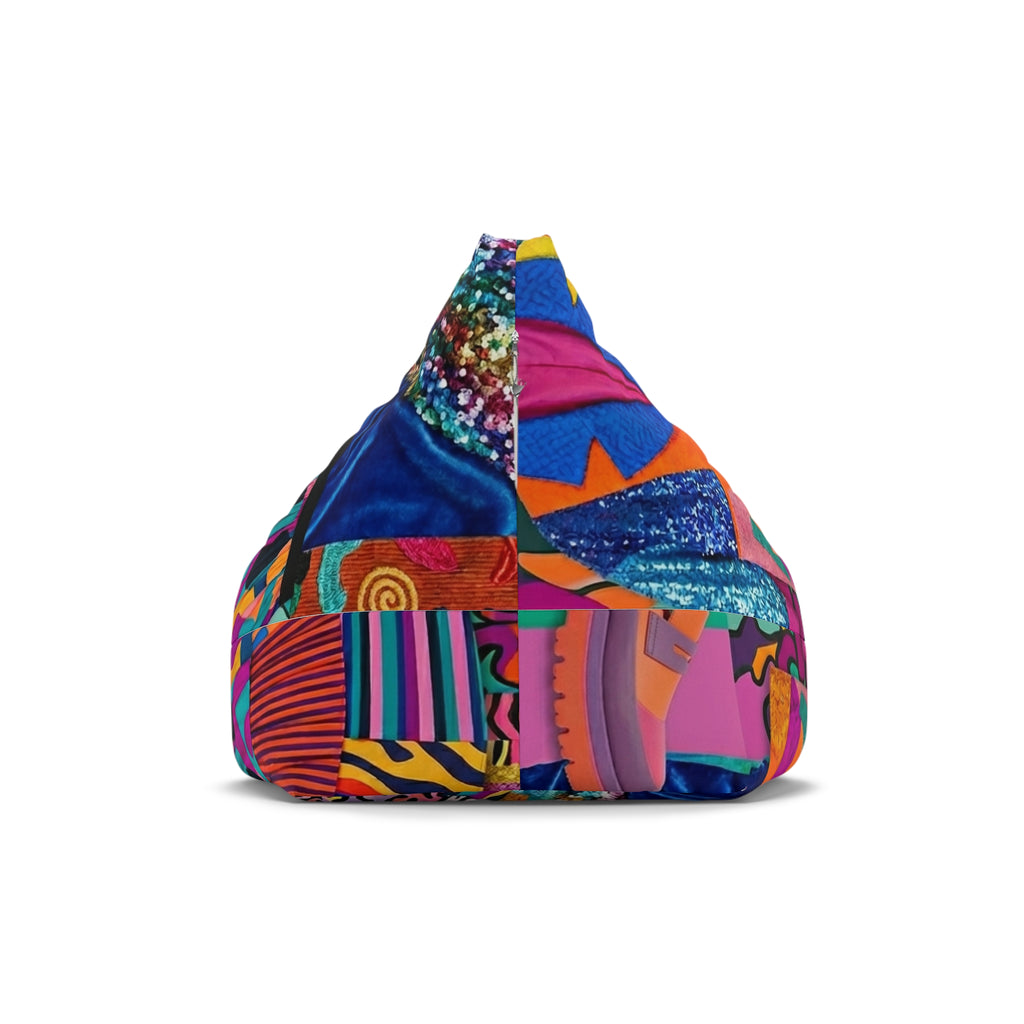 Colorful Patchwork Pattern Bean Bag Chair Cover | Bright Abstract Geometric