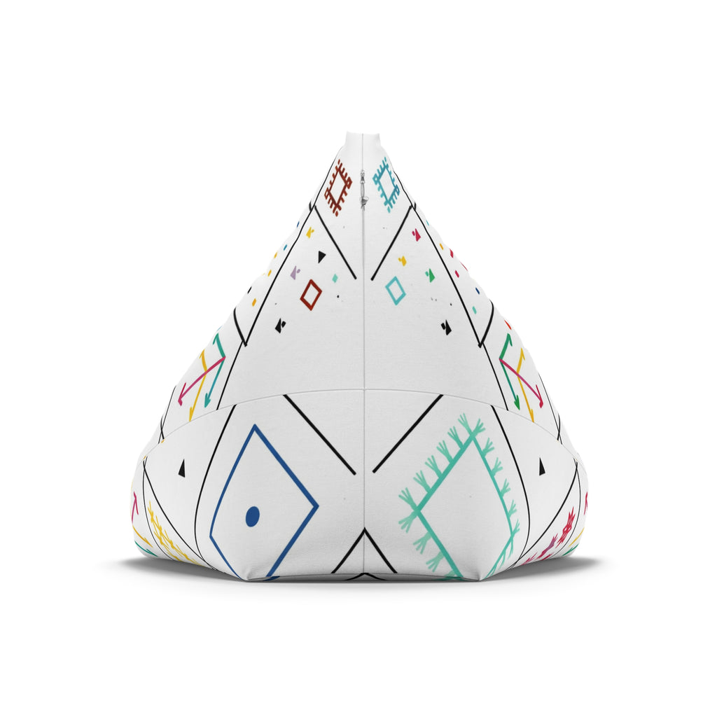 Geometric Folk Pattern Bean Bag Chair Cover | Colorful Tribal Motifs