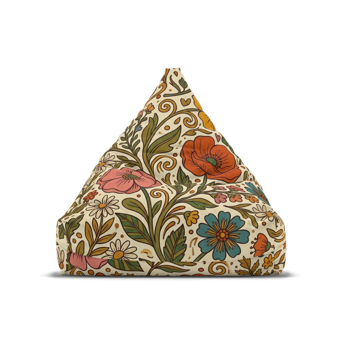 Vintage Floral Pattern Bean Bag Chair Cover | Retro Hippie Mushroom Bean Bag