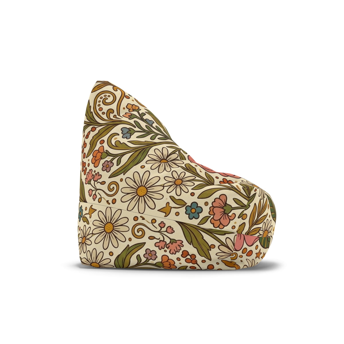 Vintage Floral Pattern Bean Bag Chair Cover | Retro Hippie Mushroom Bean Bag