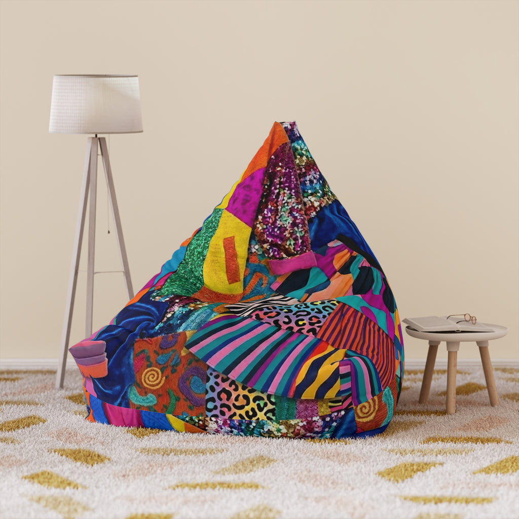 Colorful Patchwork Pattern Bean Bag Chair Cover | Bright Abstract Geometric