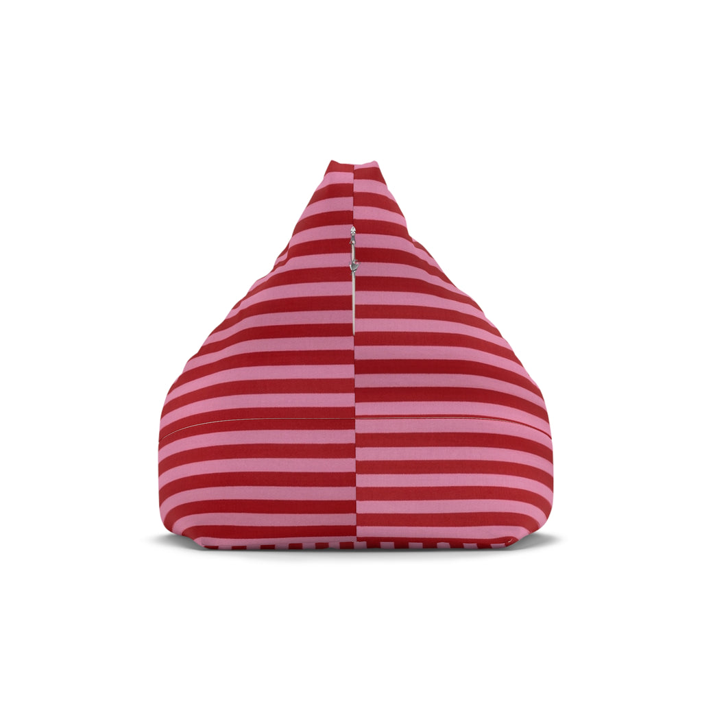 Red and Pink Striped Bean Bag Chair Cover | Candy Stripe Pattern