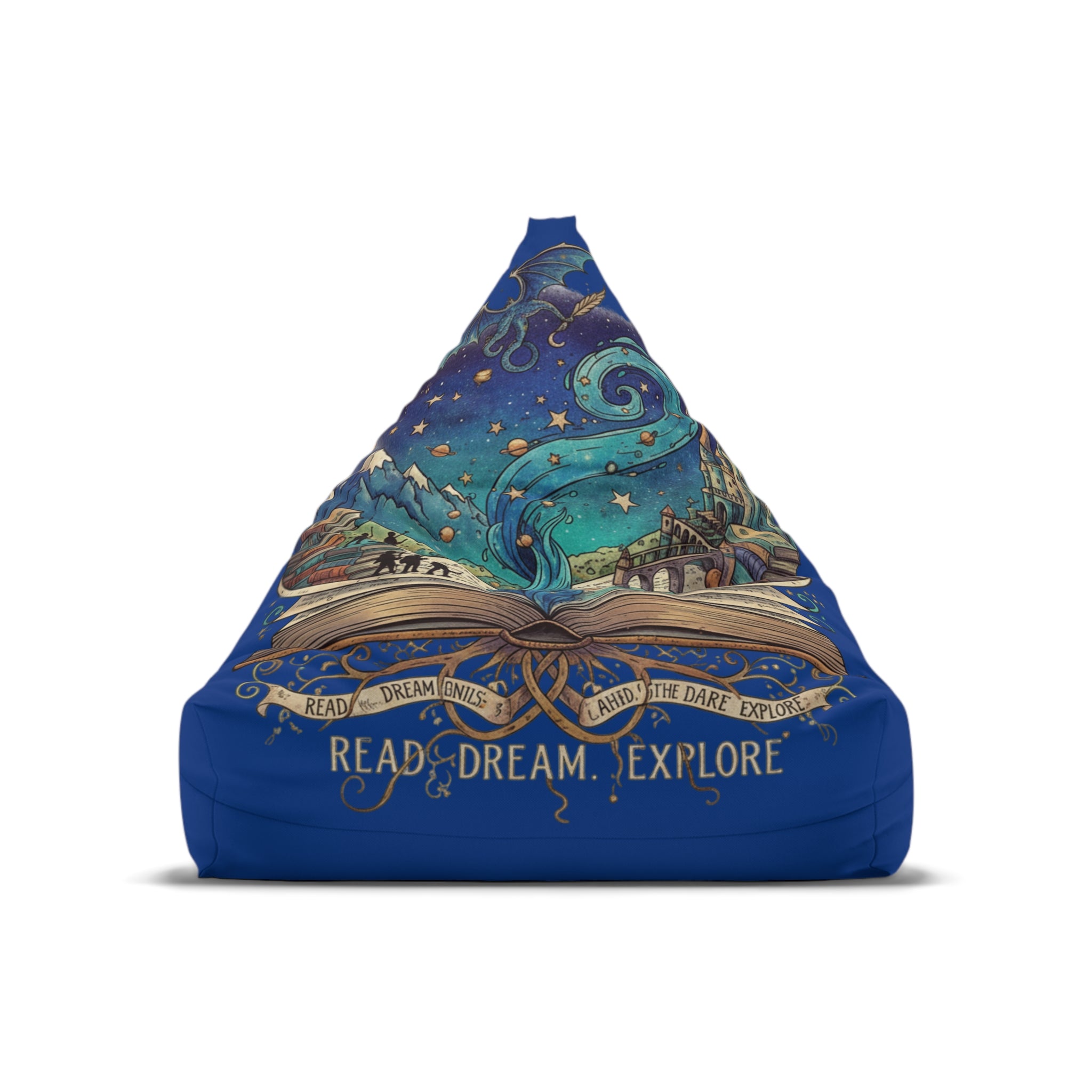 Read Dream Explore illustration Bean Bag Chair Cover | Bookish Adventure, Stars
