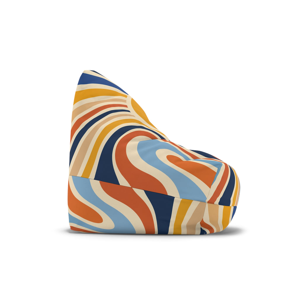 Retro Sunburst Bean Bag Cover – 70s Wavy Stripes Accent