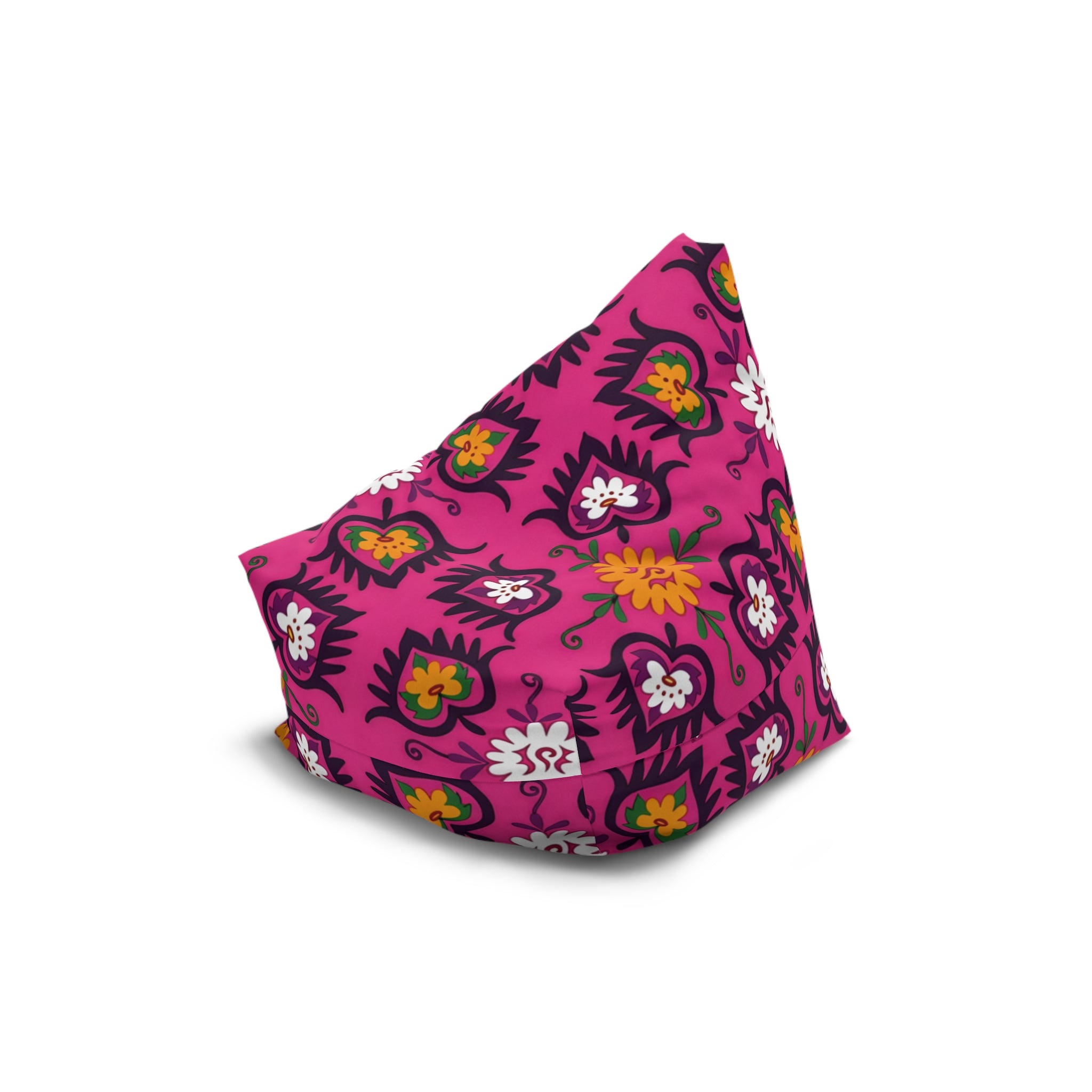 Pink Floral Pattern Bean Bag Chair Cover | Boho Flower Motif