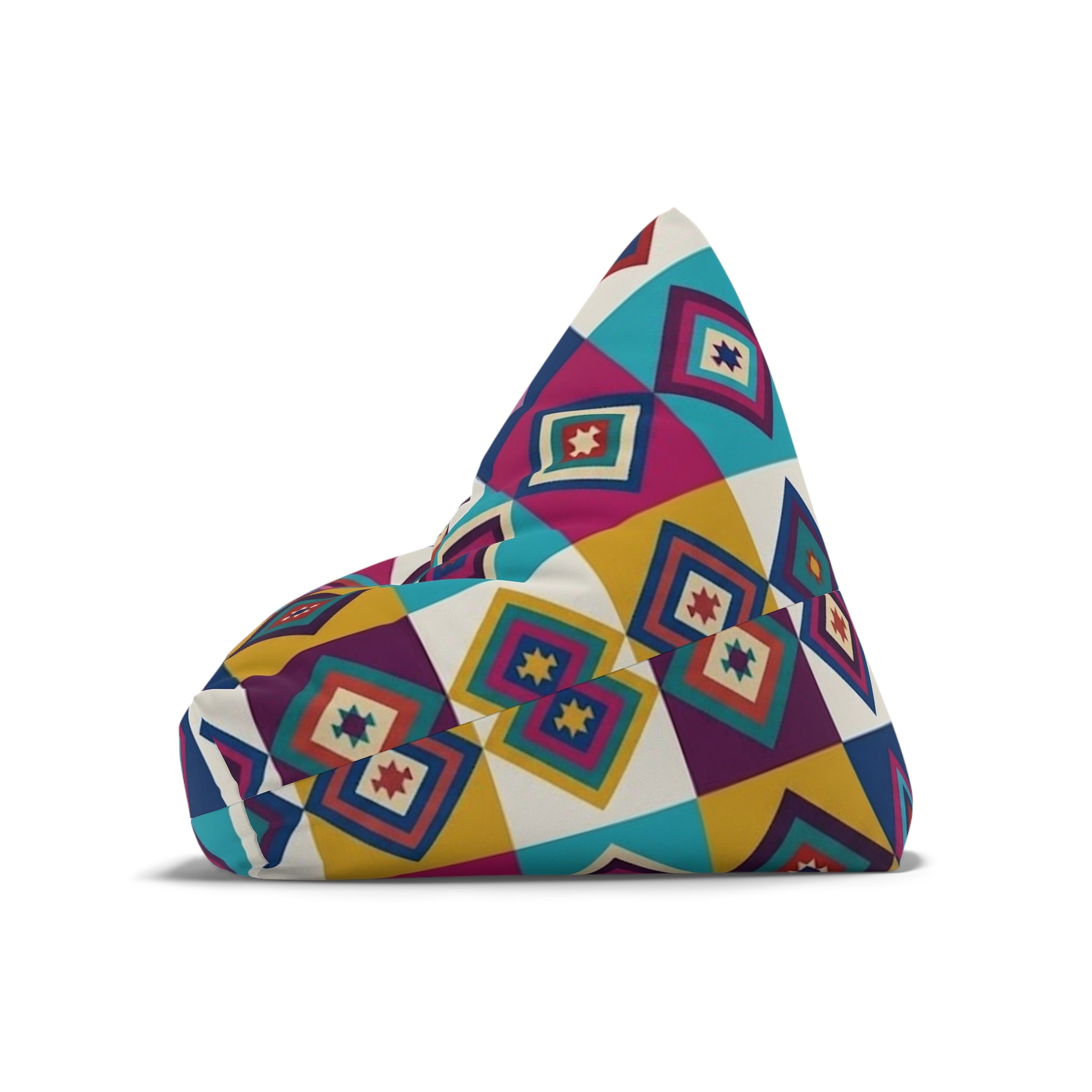 Colorful Geometric Diamond Pattern Bean Bag Chair Cover | Southwestern Tile Print