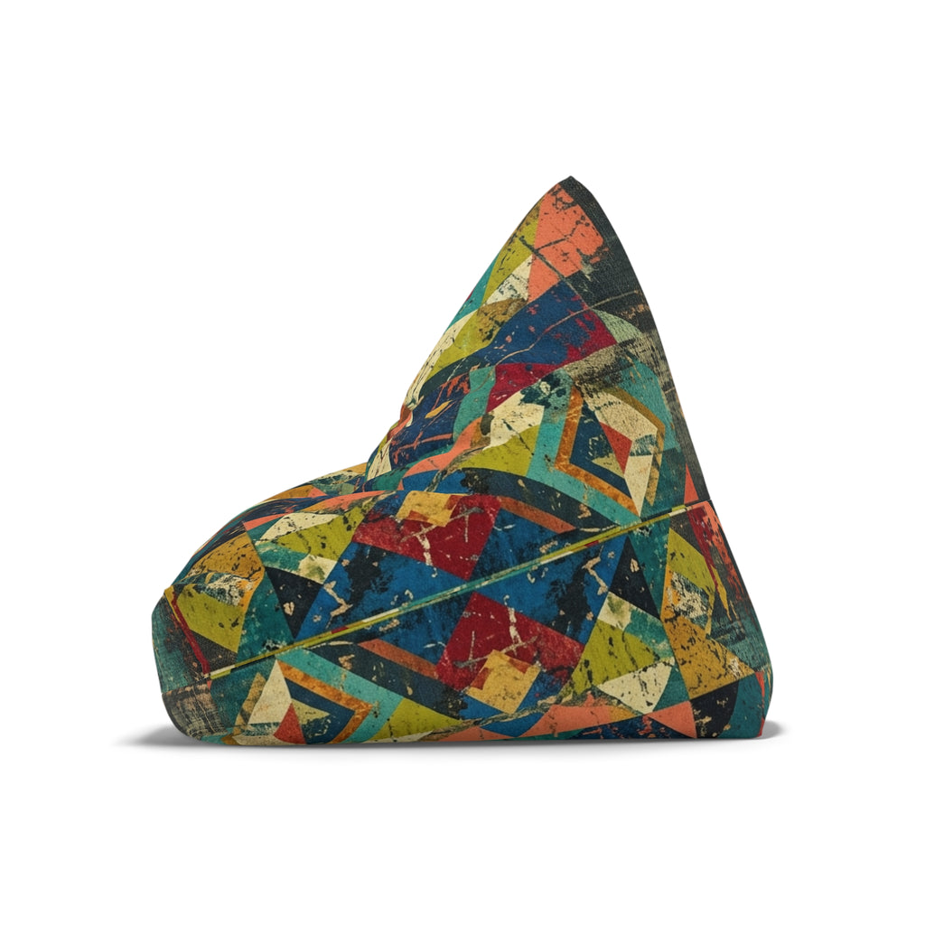 Geometric Patchwork Pattern Bean Bag Chair Cover | Colorful Abstract Quilt Print