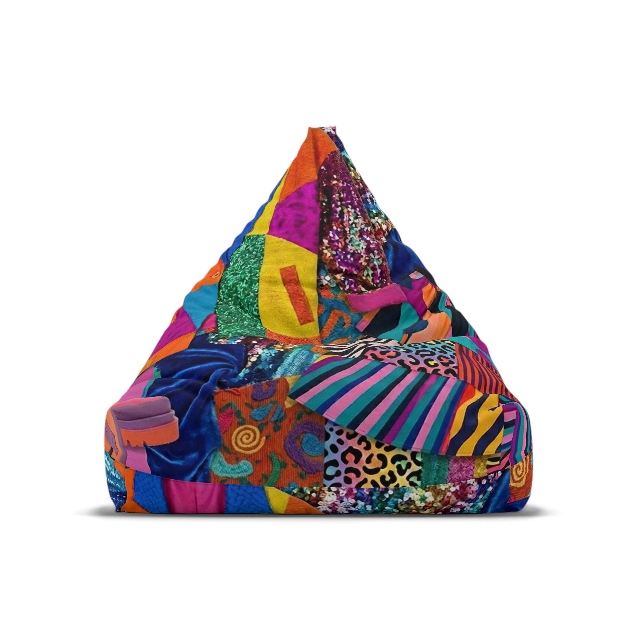 Colorful Patchwork Pattern Bean Bag Chair Cover | Bright Abstract Geometric