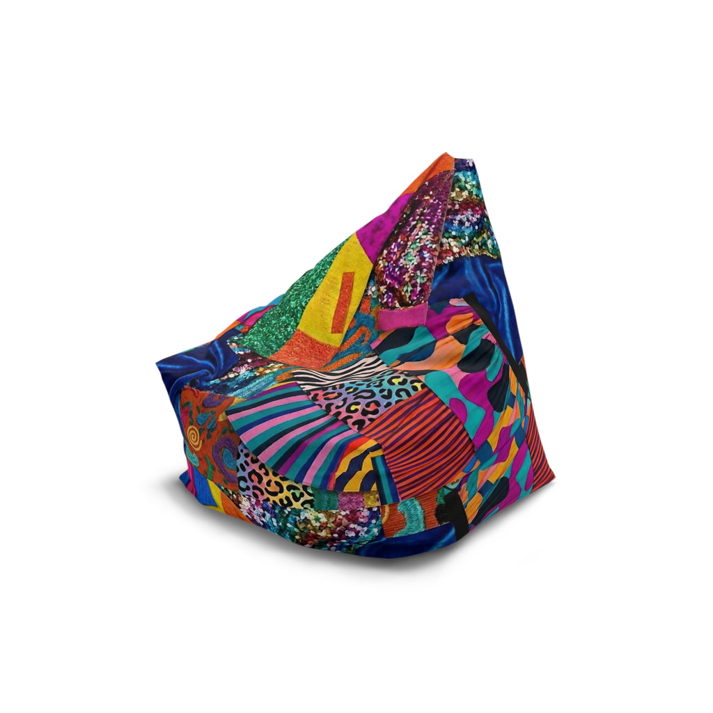 Colorful Patchwork Pattern Bean Bag Chair Cover | Bright Abstract Geometric