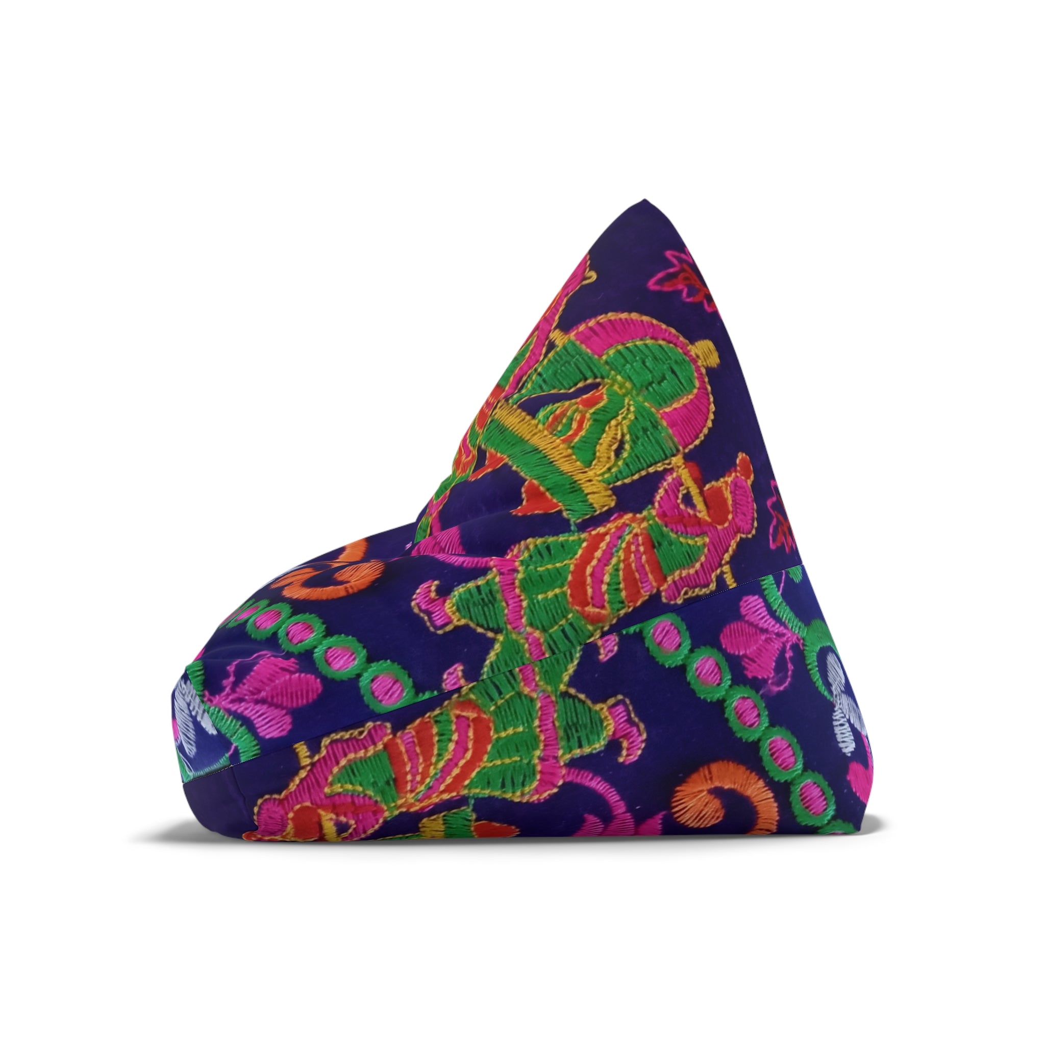 Colorful Folk Dance Pattern Bean Bag Chair Cover | Bright Floral Print
